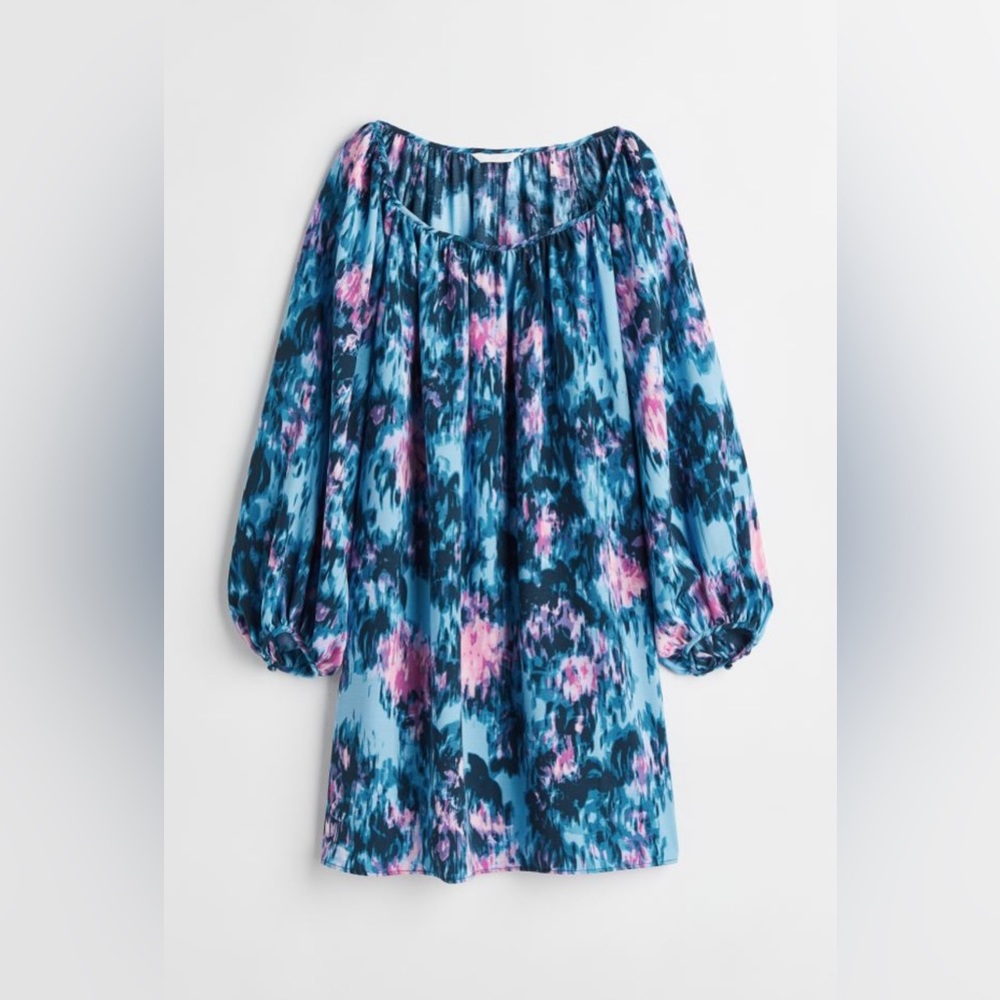 NWTS H&M Ballon Sleeve Creped Dress - Picture 6 of 6